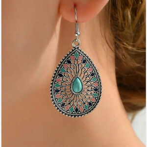 NEW Bohemian Women's Mandala Teardrop Dangle Earrings